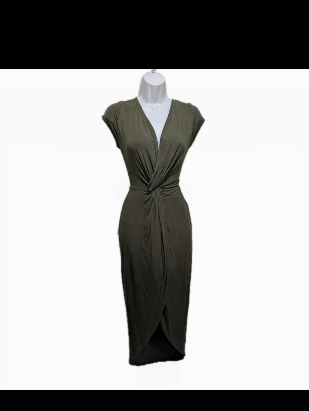Rolla Coster Faux Wrap Maxi Dress S Green Jersey Elegant City Casual #drs8.10